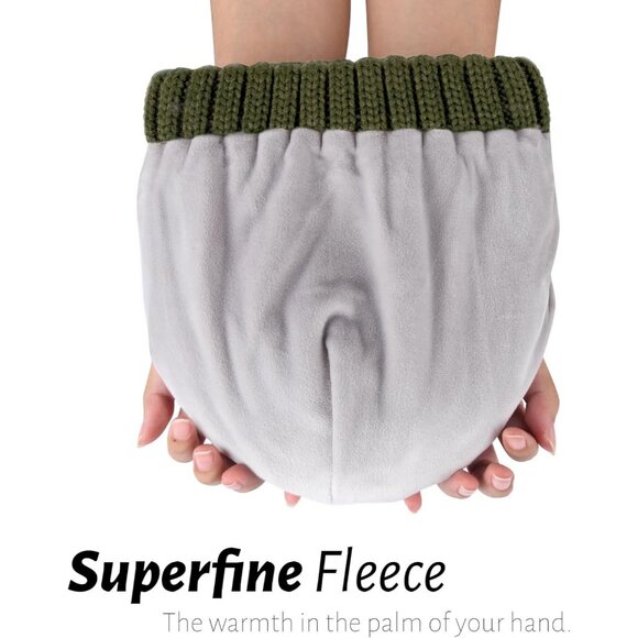 Women’s Green Winter Fleece-Lined Chunky Knit Beanie Snow Hat Cap - Picture 3 of 7